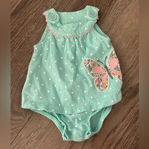 Girls' Mint Polka Dot Butterfly Bodysuit